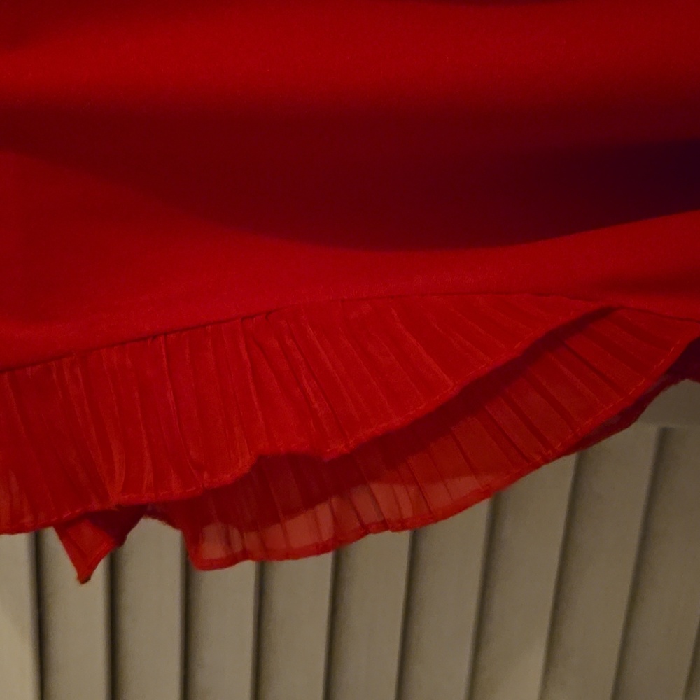 Red Wideleg Ruffle Sleeve Jumpsuit - Picture 3 of 5